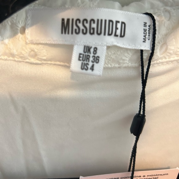 Brand new Missguided white broderie plunge shirt dress, size 4. - Picture 7 of 8